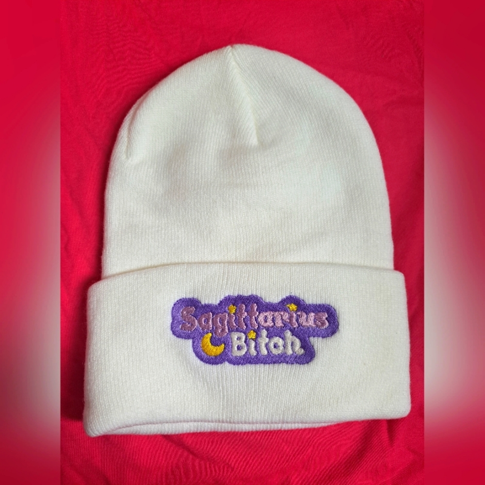 Sagittarius B!tch Old English Beanie Hat  Zodiac Beanie New